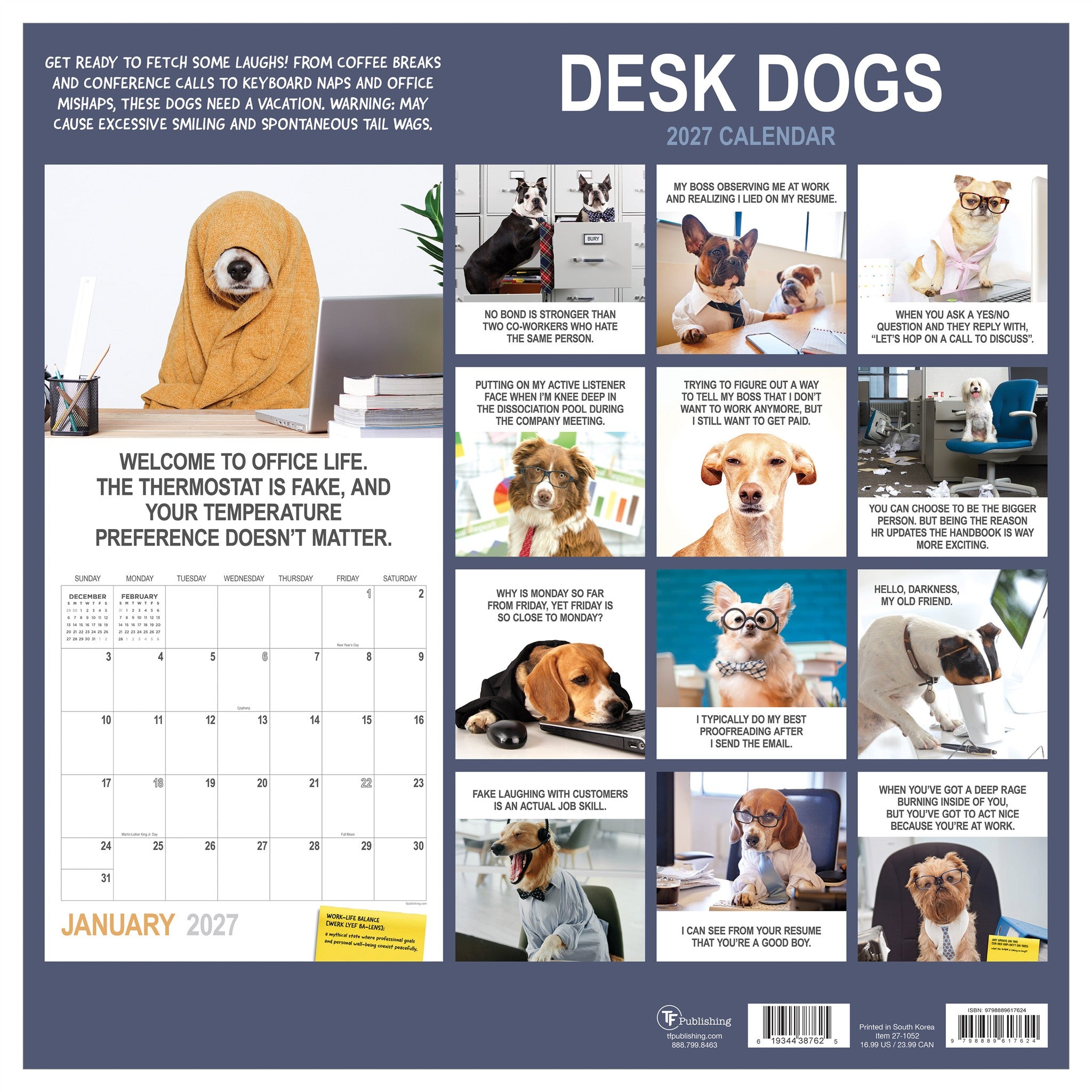 Desk Dogs 2027 Wall Calendar