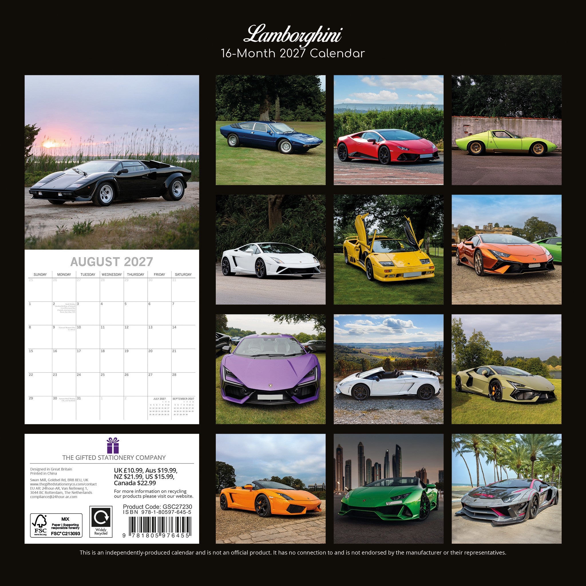Lamborghini 2027 Wall Calendar