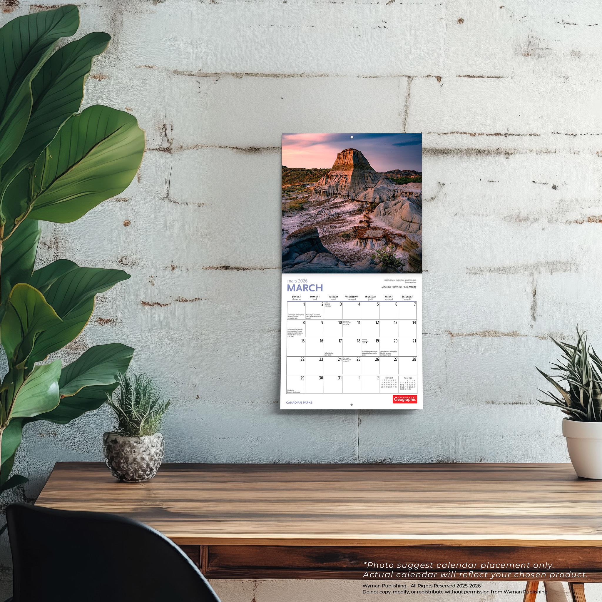 Canadian Geographic Canadian Parks 2026 Mini Calendar