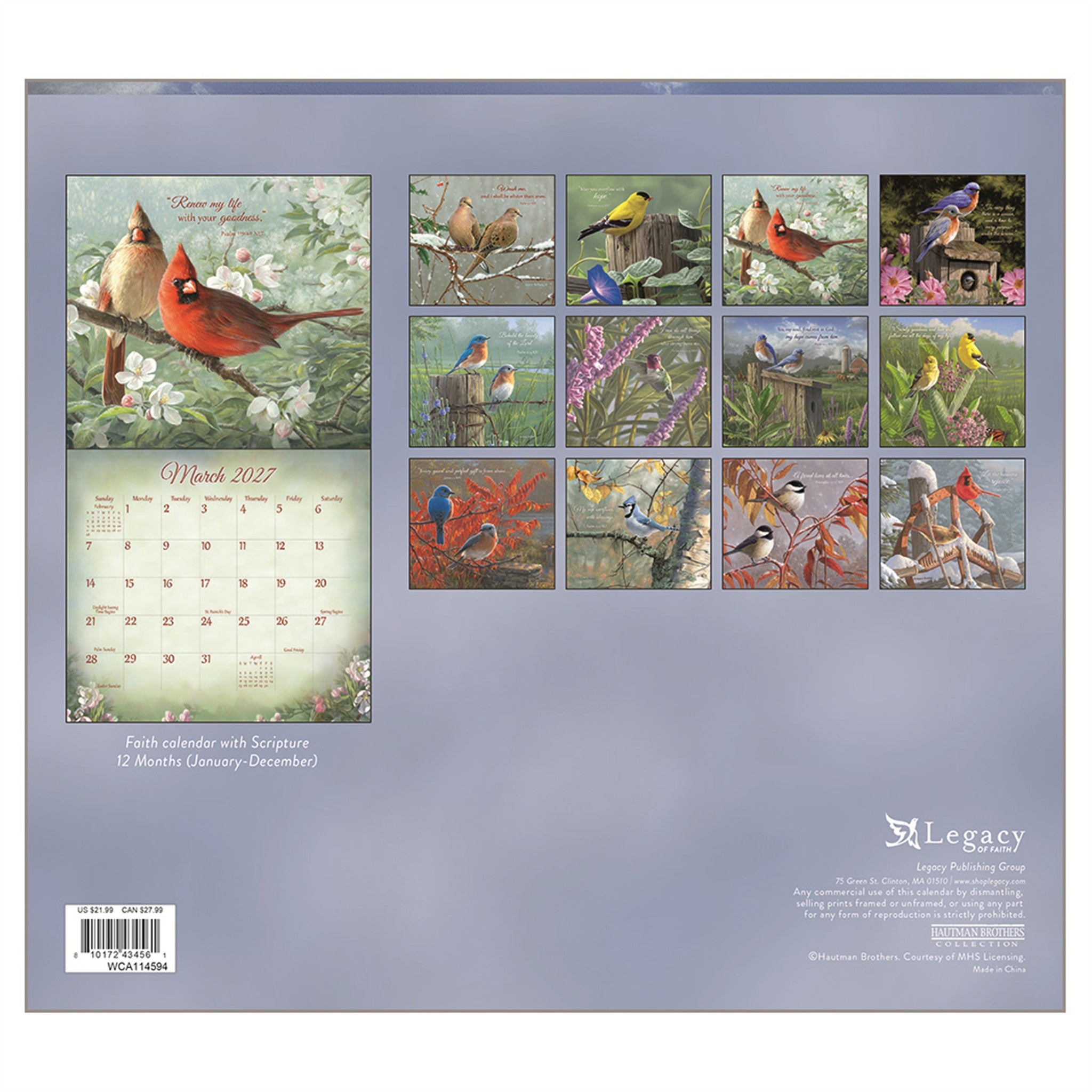 Songbirds Of Faith 2027 Wall Calendar - Online Only