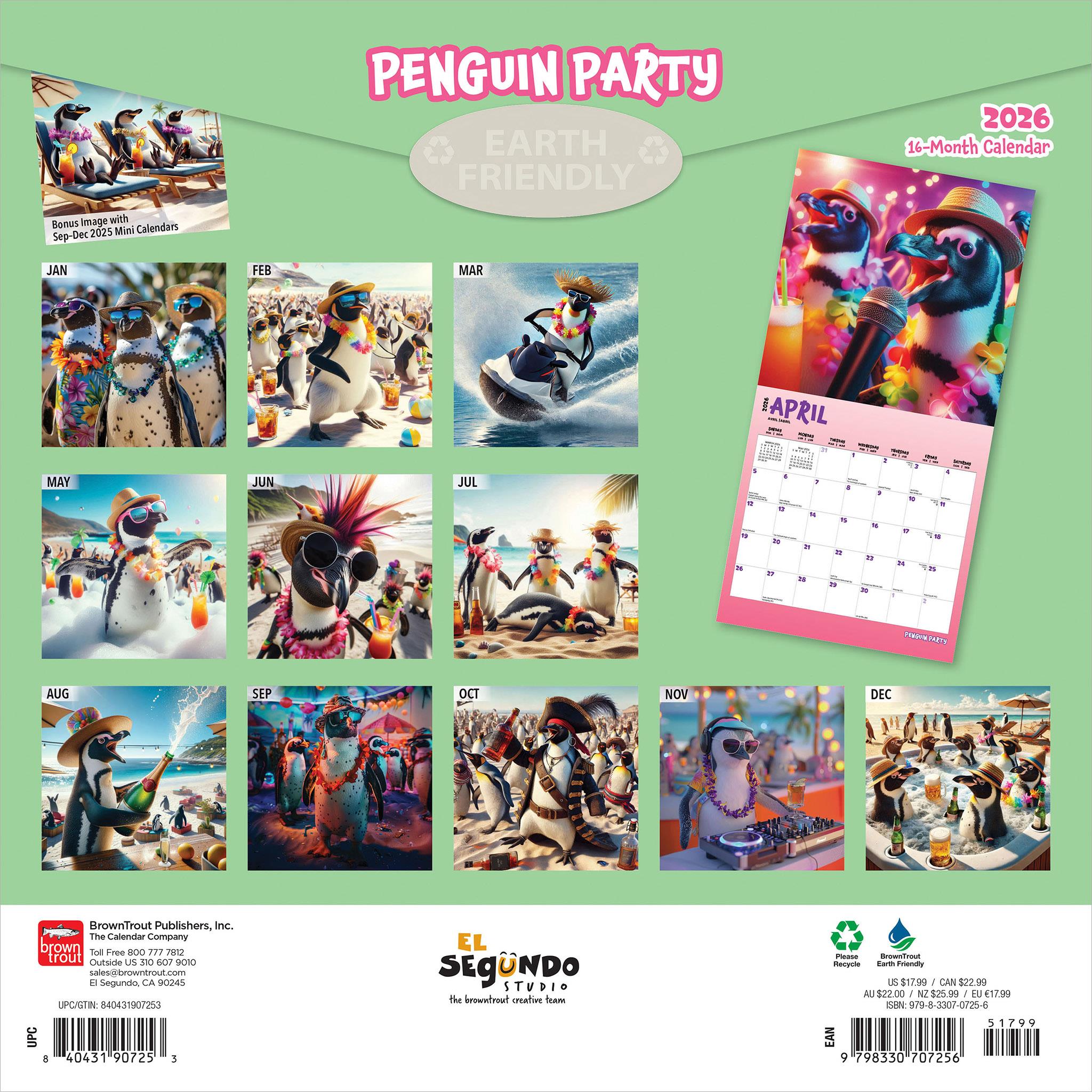 Penguin Party 2026 Wall Calendar