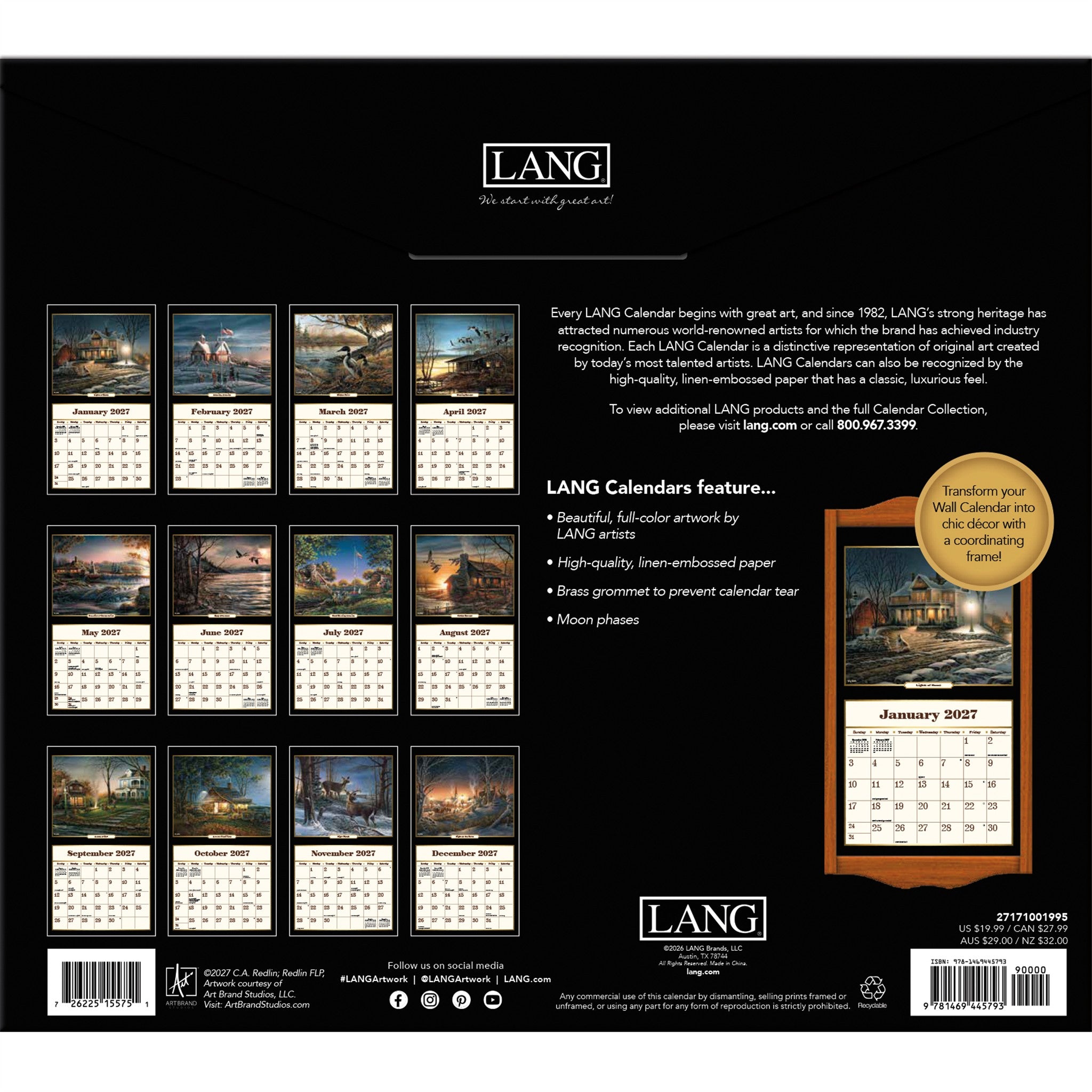 Terry Redlin Special Edition with Print 2027 Wall Calendar