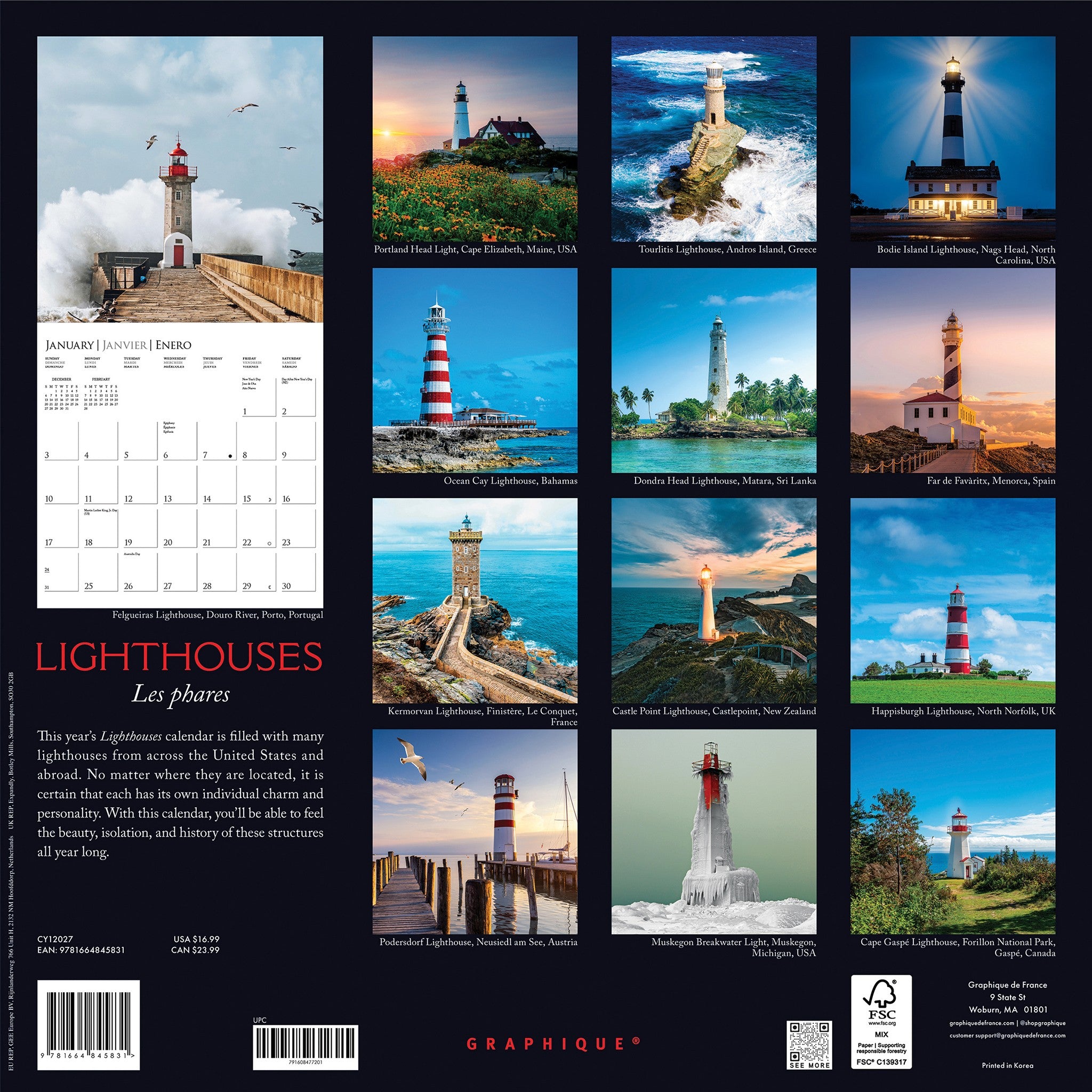 Lighthouses 2027 Wall Calendar - Online Only
