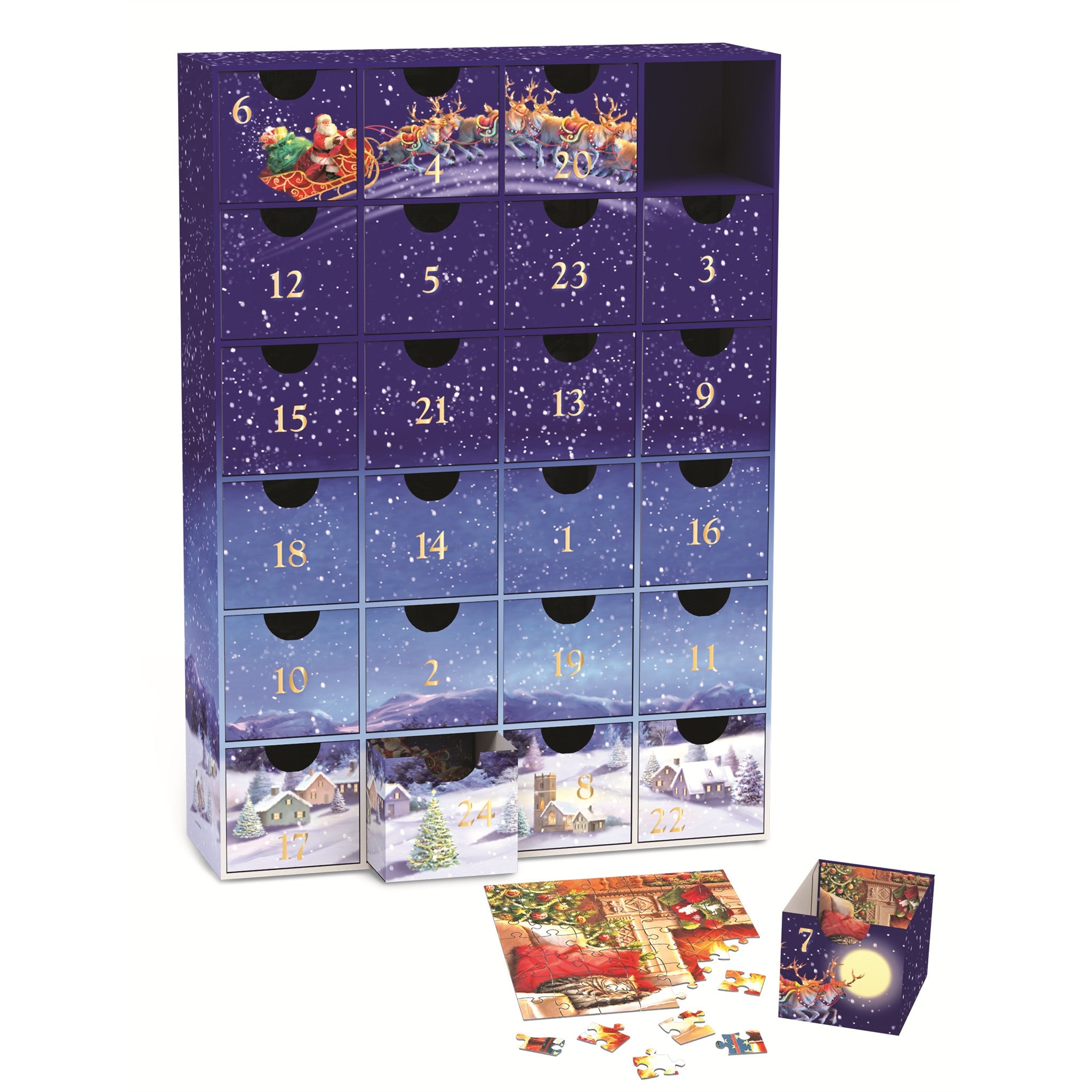 Merry Christmas Advent Calendar 24 Mini 50 Piece Puzzles