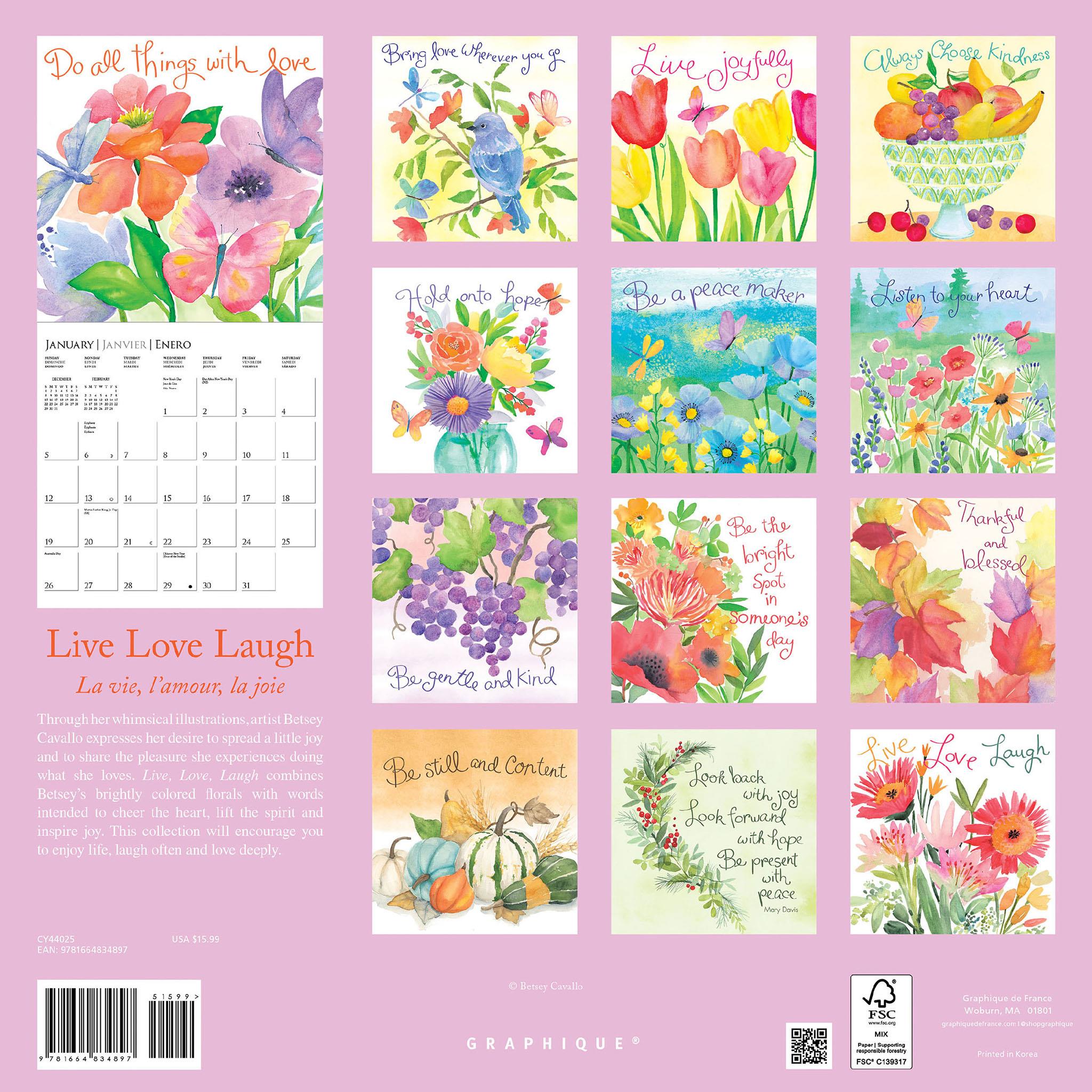 Live Love Laugh Wall 2025 Calendar
