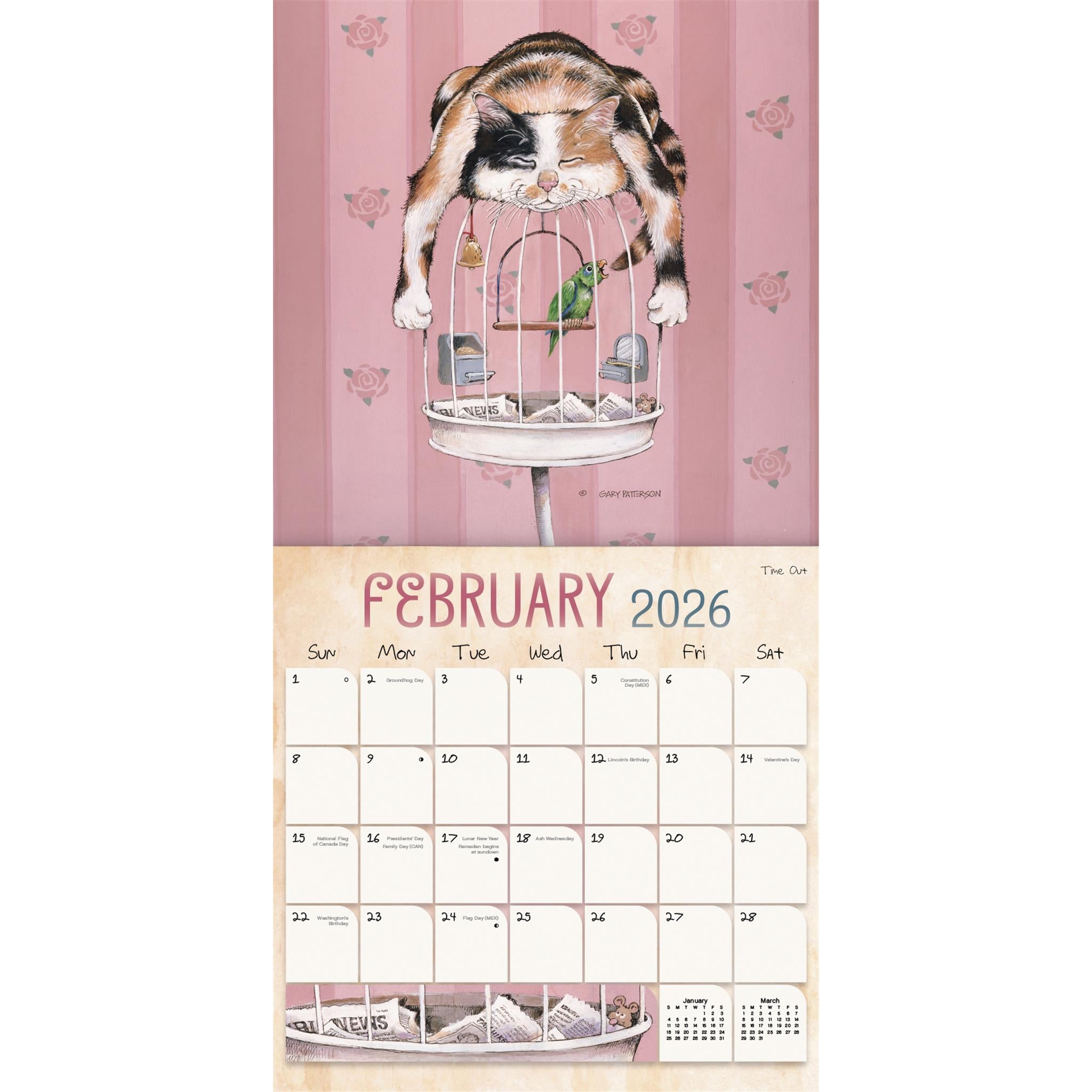 Cats Gary Patterson Exclusive with Print 2026 Deluxe Wall Calendar
