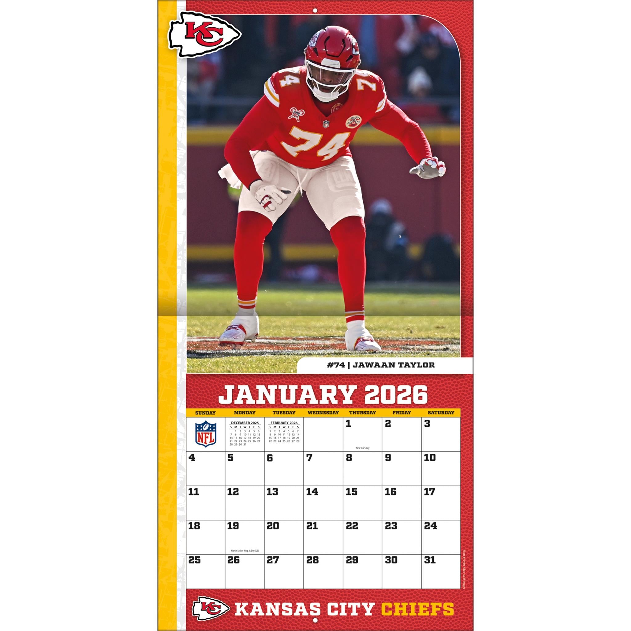 NFL Kansas City Chiefs 2026 Wall Calendar