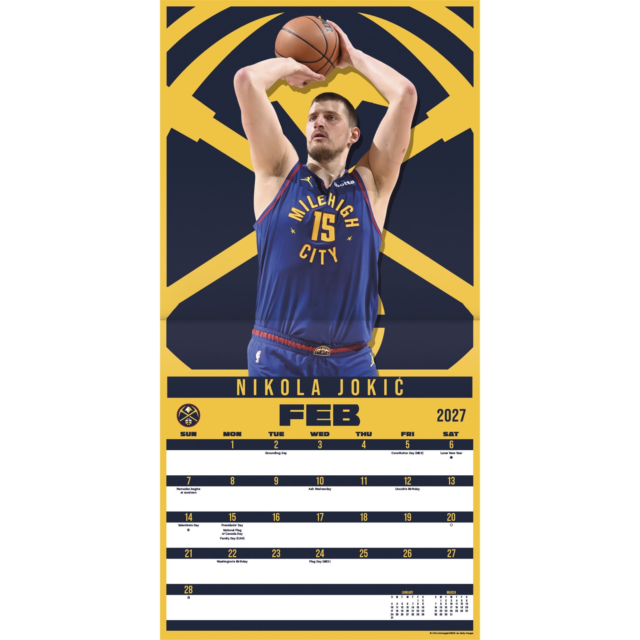 NBA Superstars 2027 Wall Calendar