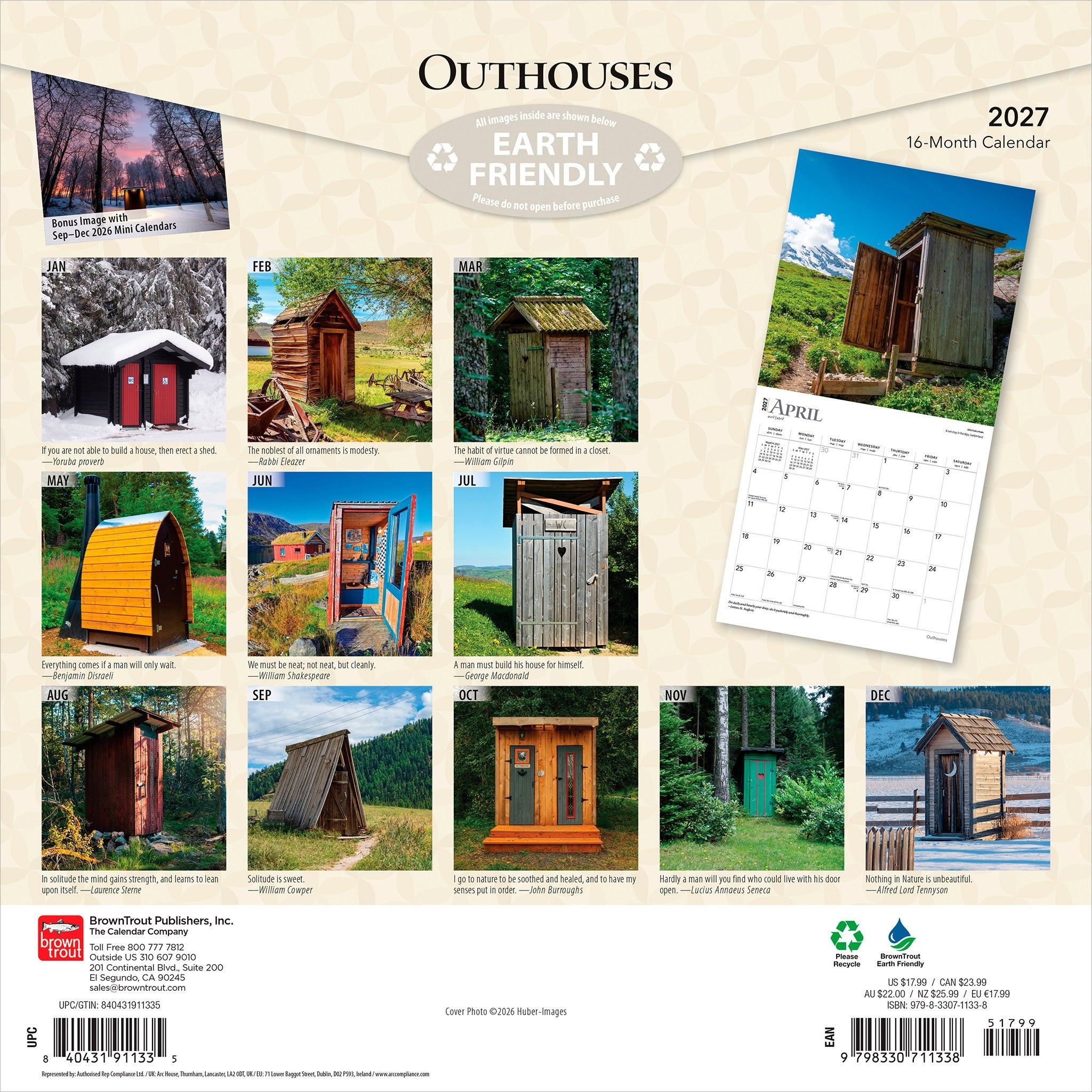 Outhouses 2027 Wall Calendar