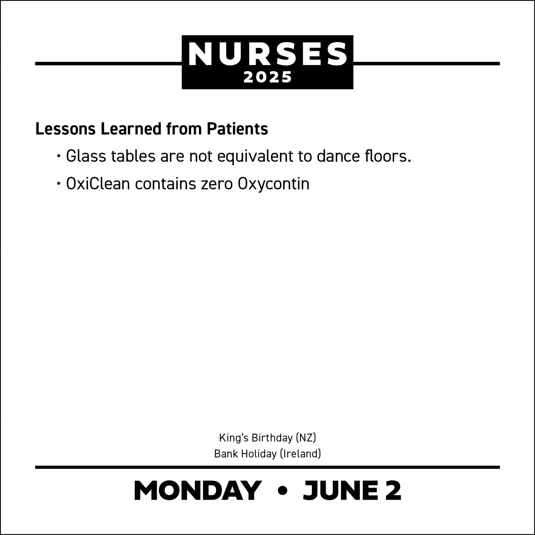 Nurses Box 2025 Calendar