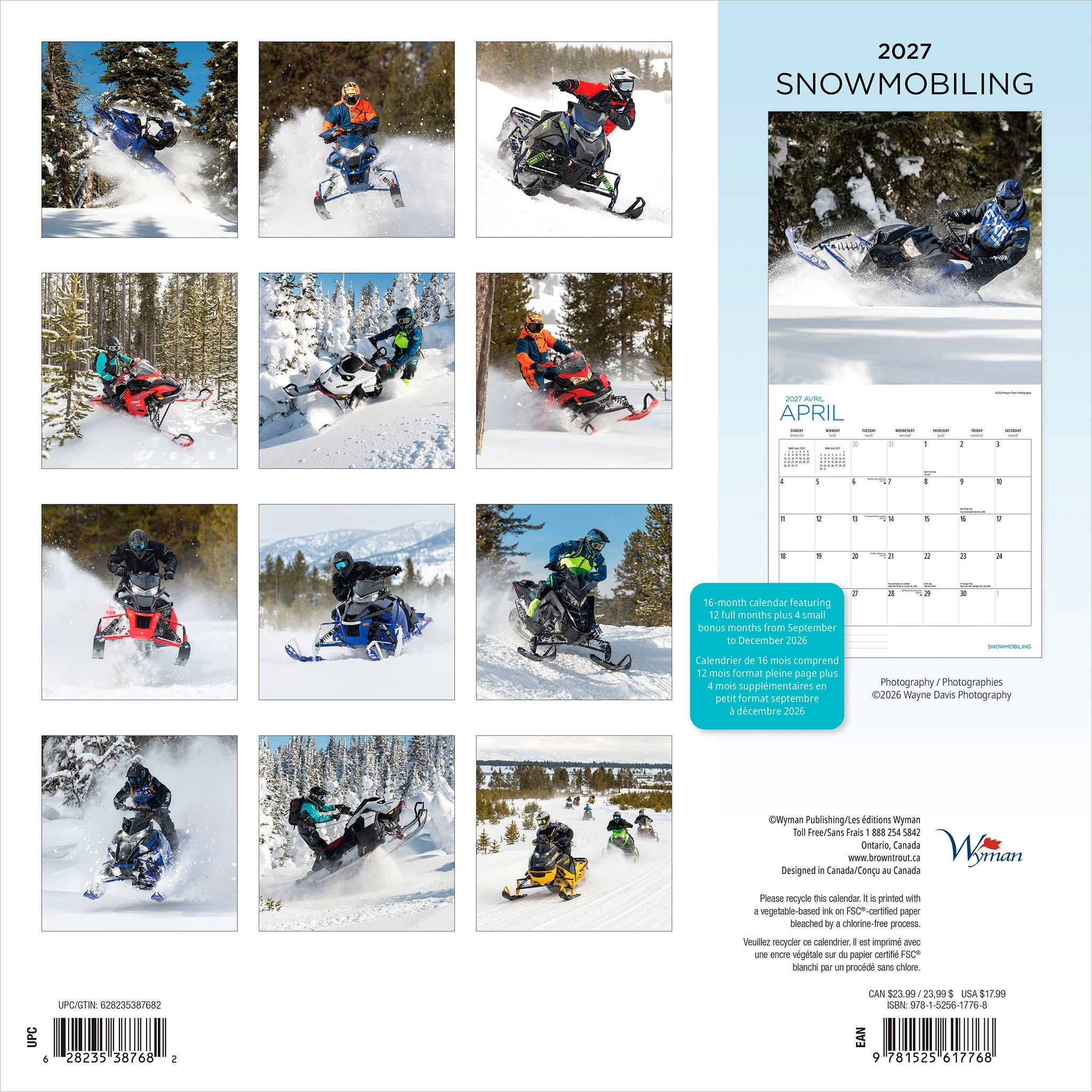 Snowmobiling 2027 Wall Calendar