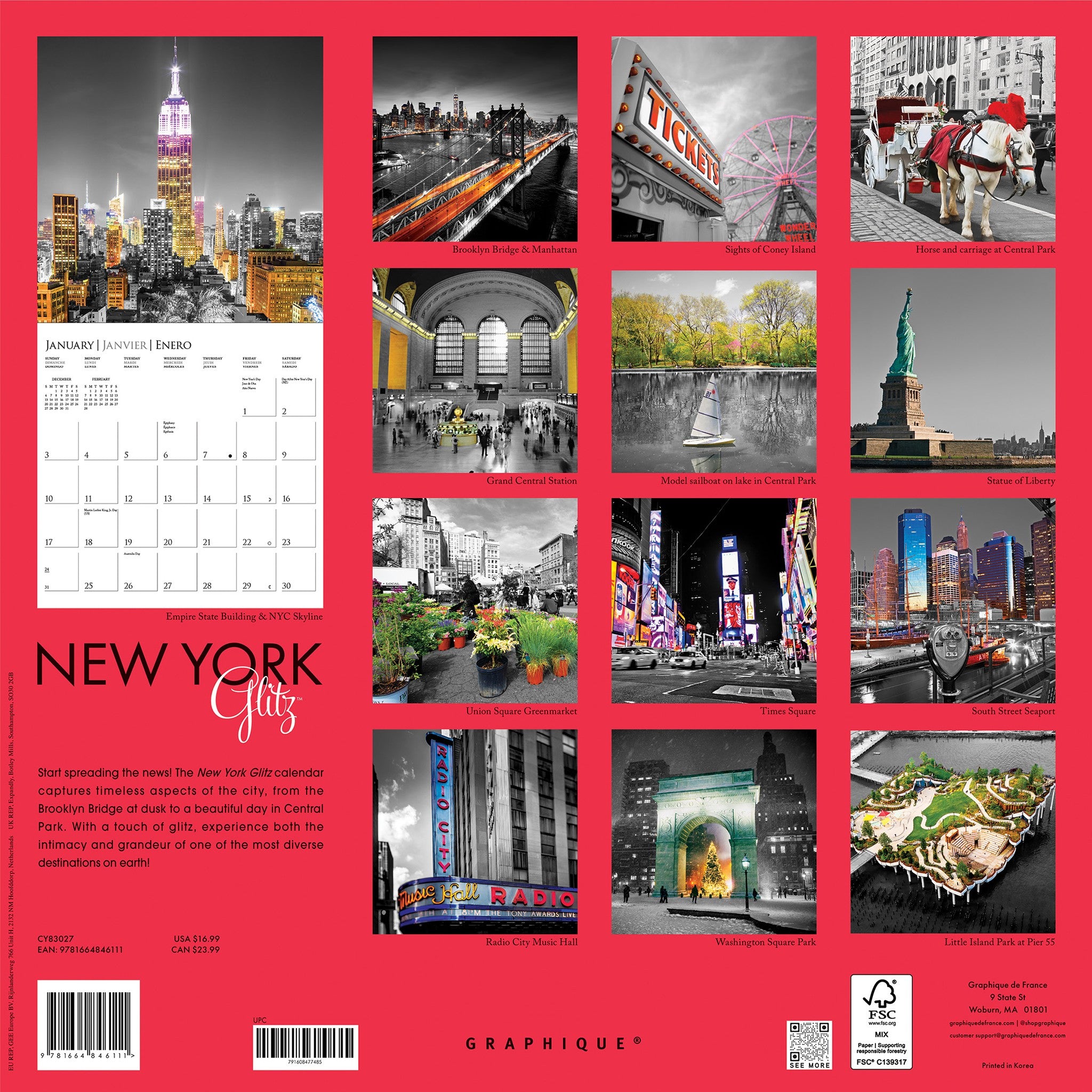 New York Glitz 2027 Wall Calendar