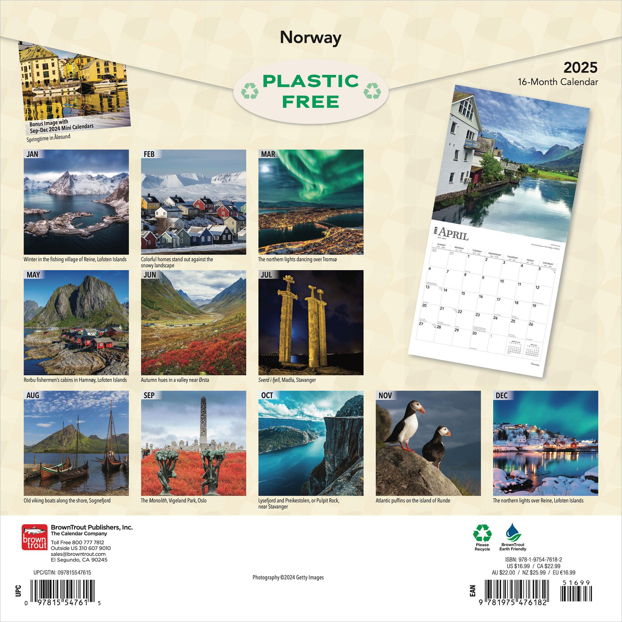 Norway Wall 2025 Calendar