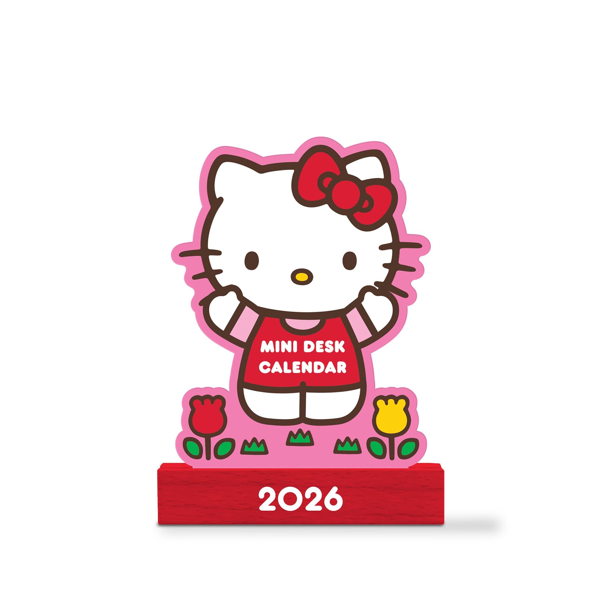 Hello Kitty Playful Pink Easel with Wood Stand 2026 Calendar - Online Only