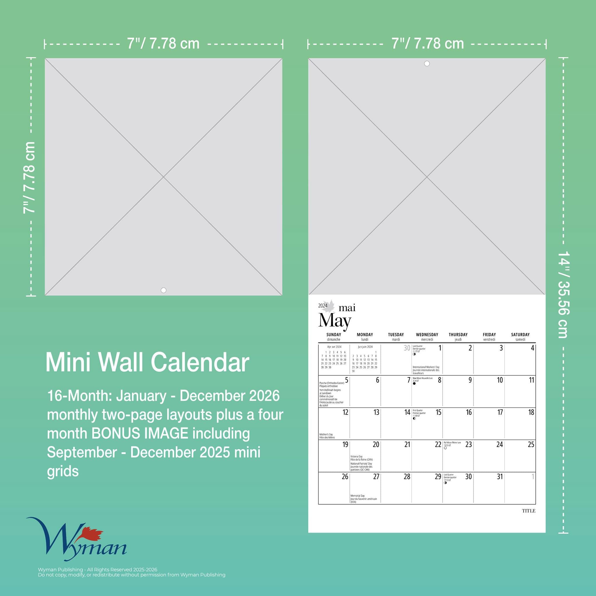 Canadian Geographic Canadian Parks 2026 Mini Calendar