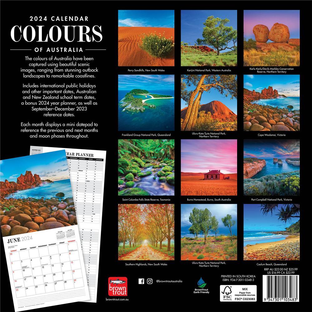 Colours of Australia 2024 Wall Calendar