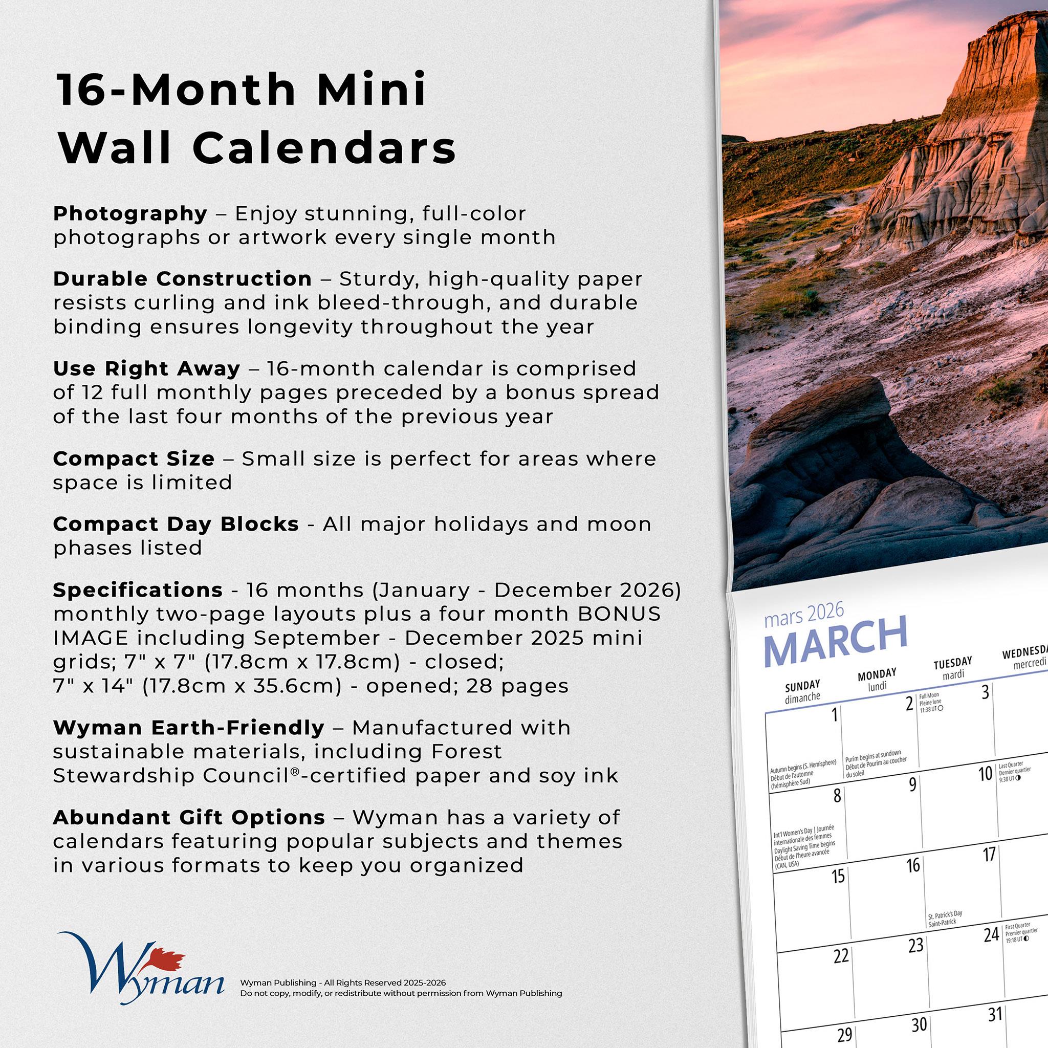 Canadian Geographic Canadian Parks 2026 Mini Calendar