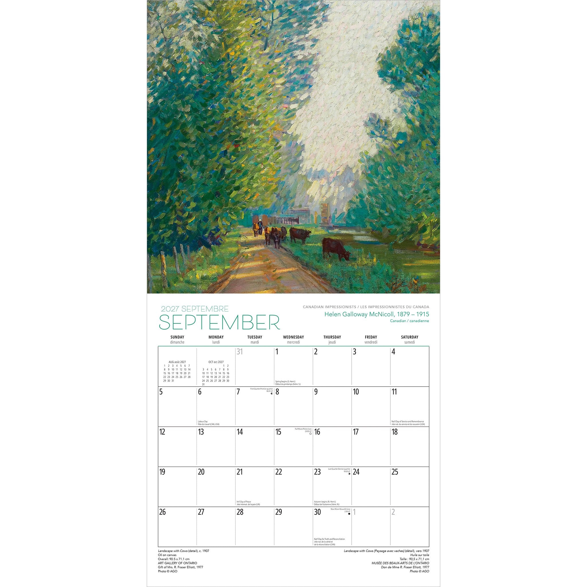 Canadian Impressionists / Les impressionnistes du Canada Art Gallery of Ontario 2027 Wall Calendar