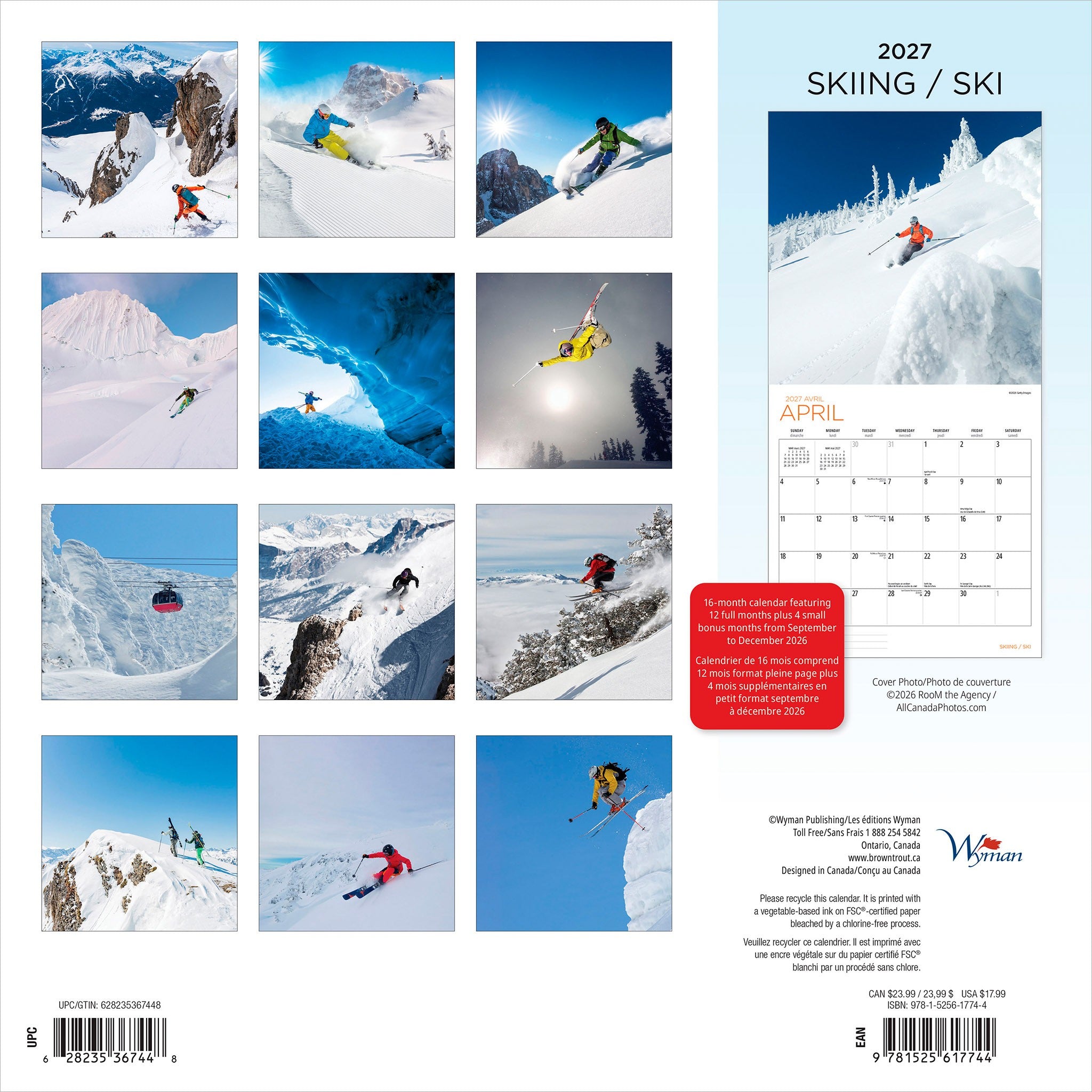 Skiing / Ski 2027 Wall Calendar