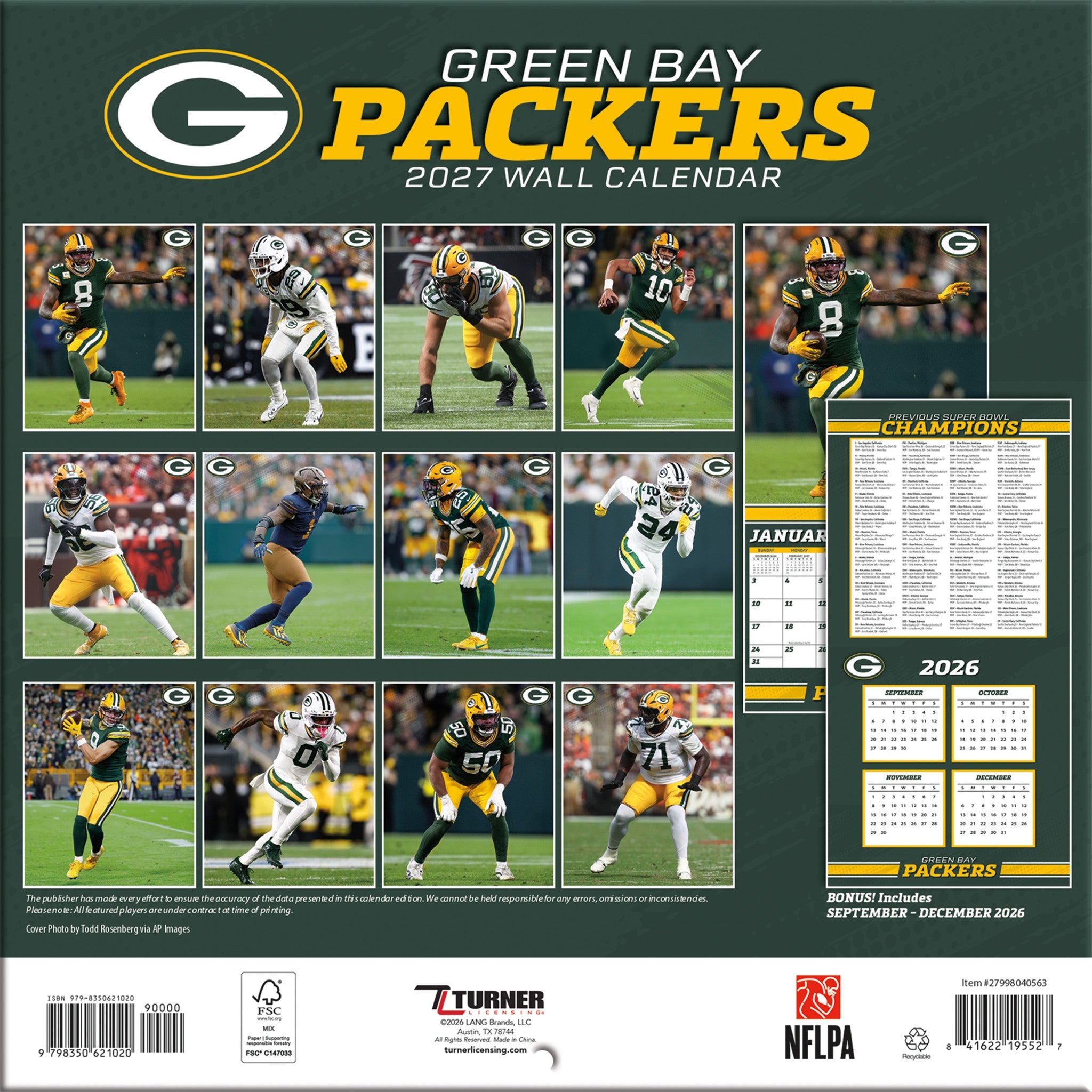 NFL Green Bay Packers 2027 Mini Calendar - Online Only