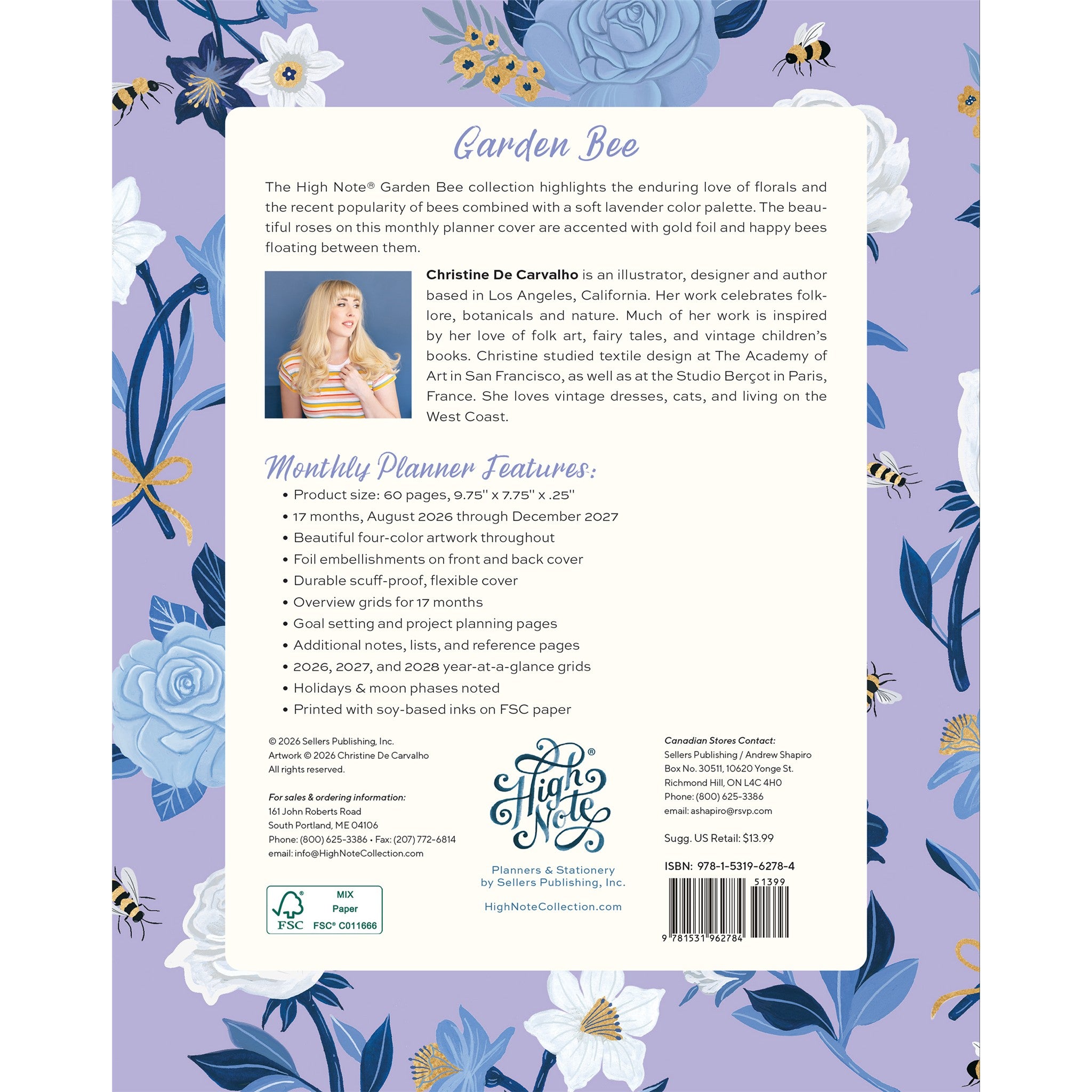 Garden Bee 2027 Monthly Planner Calendar - Online Only