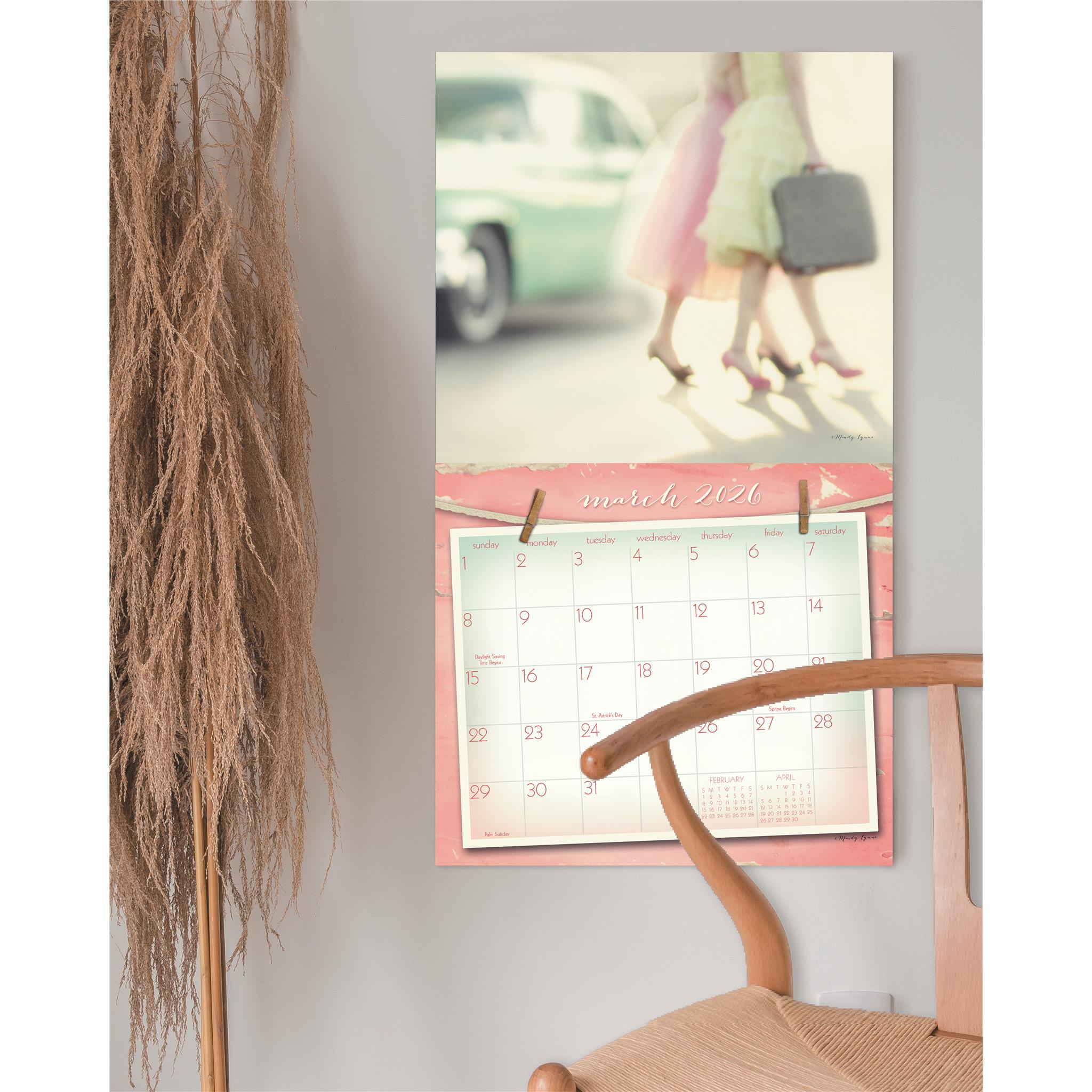 Vintage Pink 2026 Deluxe Wall Calendar