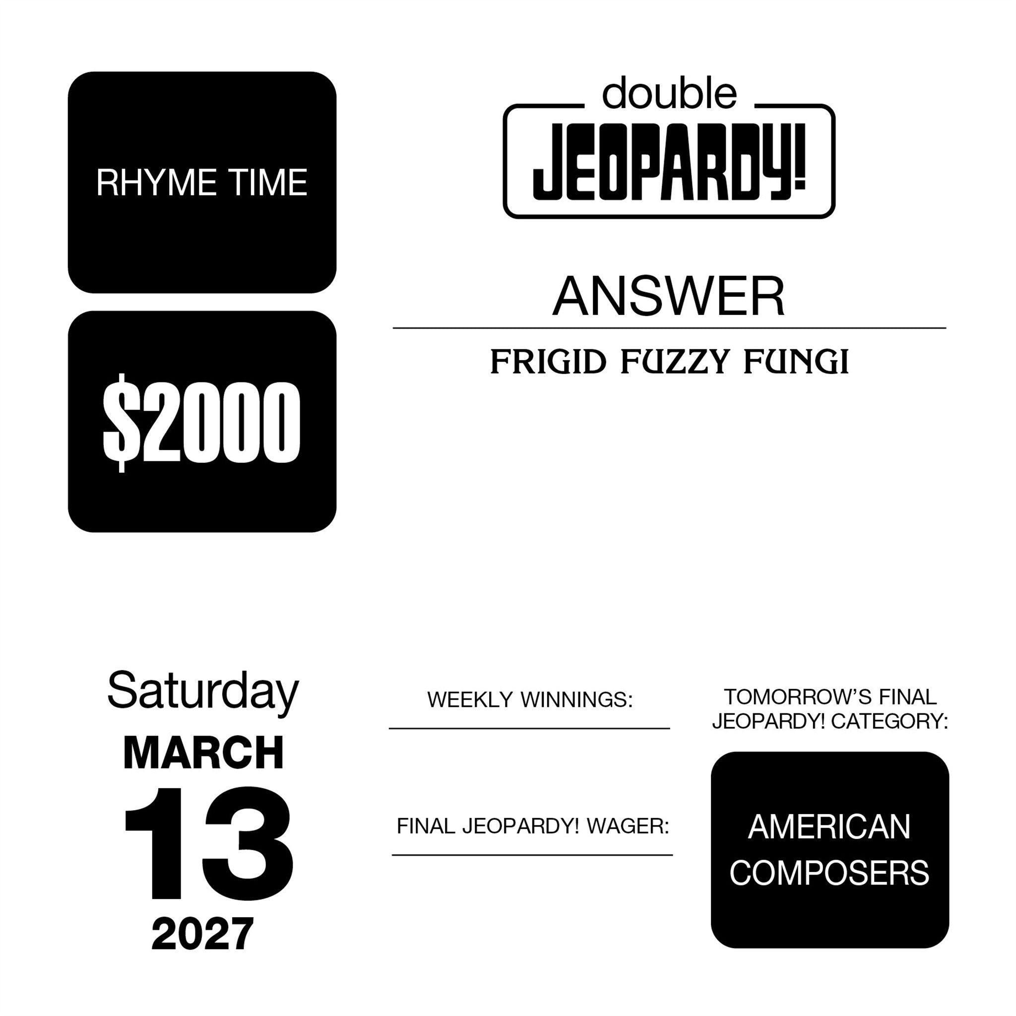 JEOPARDY! 2027 Box Calendar