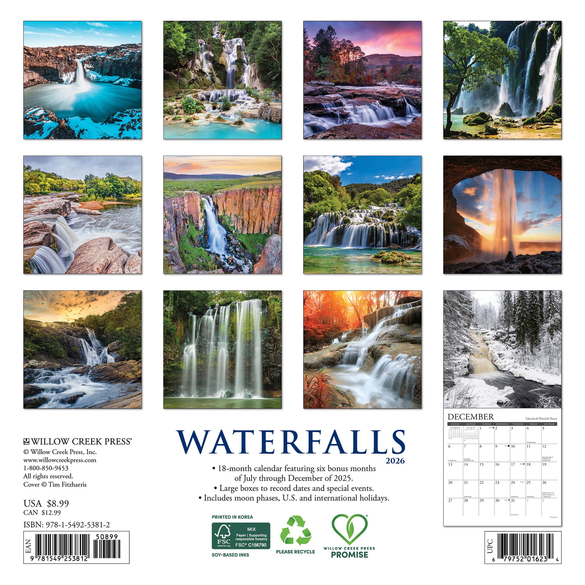 Waterfalls 2026 Mini Calendar - Online Only