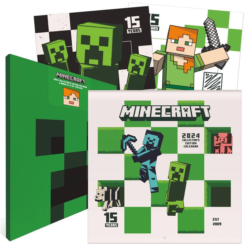 Minecraft 15 Year Anniversary 2024 Collectors Edition Wall Calendar - Online Exclusive