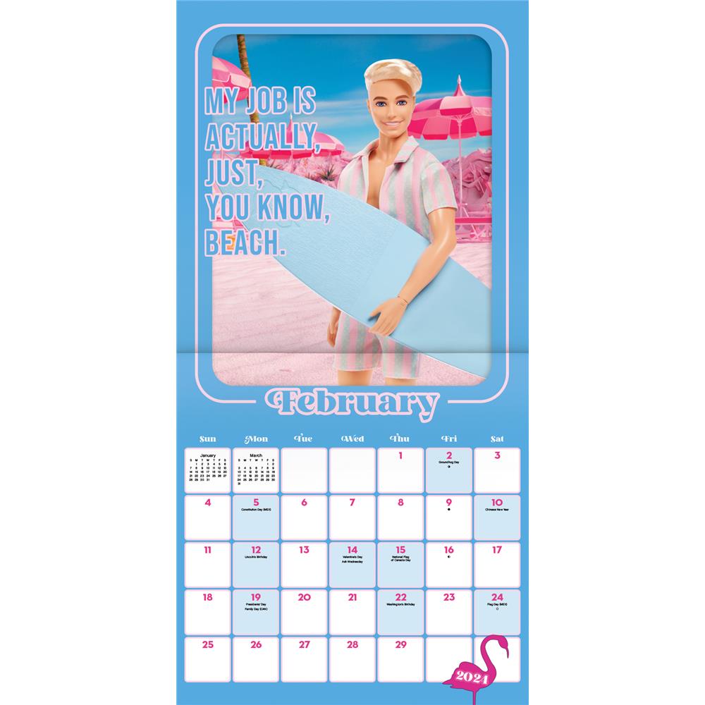 Barbie The Movie 2024 Exclusive Wall Calendar with Decal
