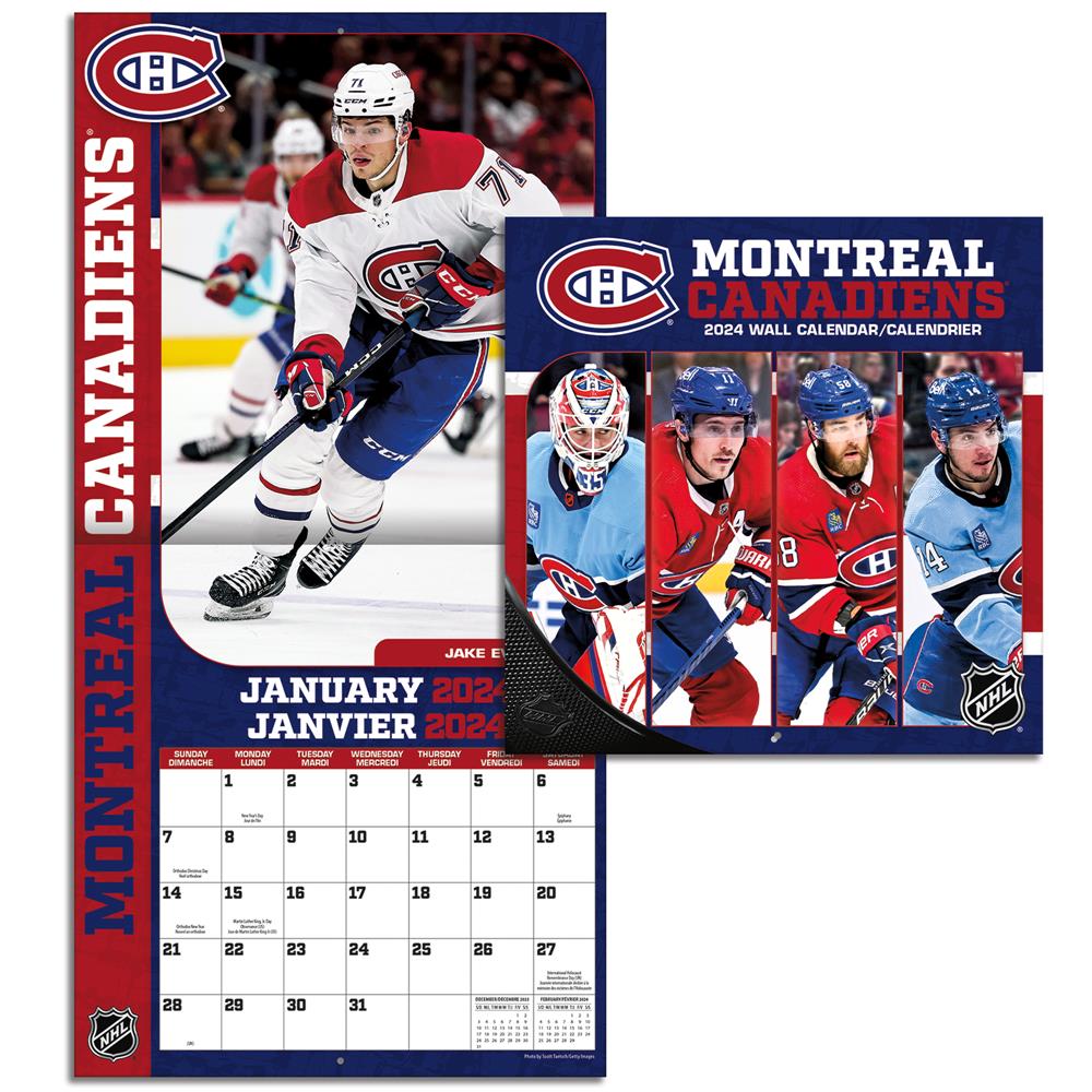 NHL Montreal Canadiens Bilingual 2024 Wall Calendar 