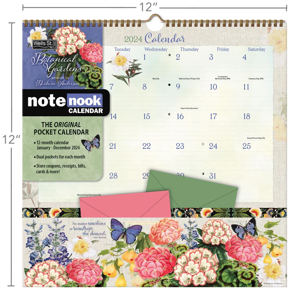 Botanical Gardens 2024 Note Nook Wall Calendar