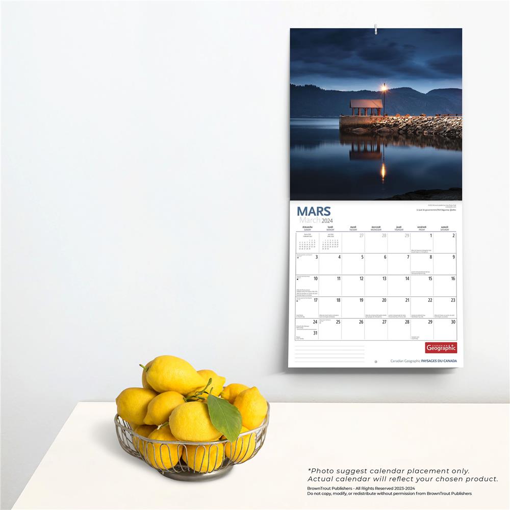 Paysages du Canada Can Geo 2024 Wall Calendar (French)