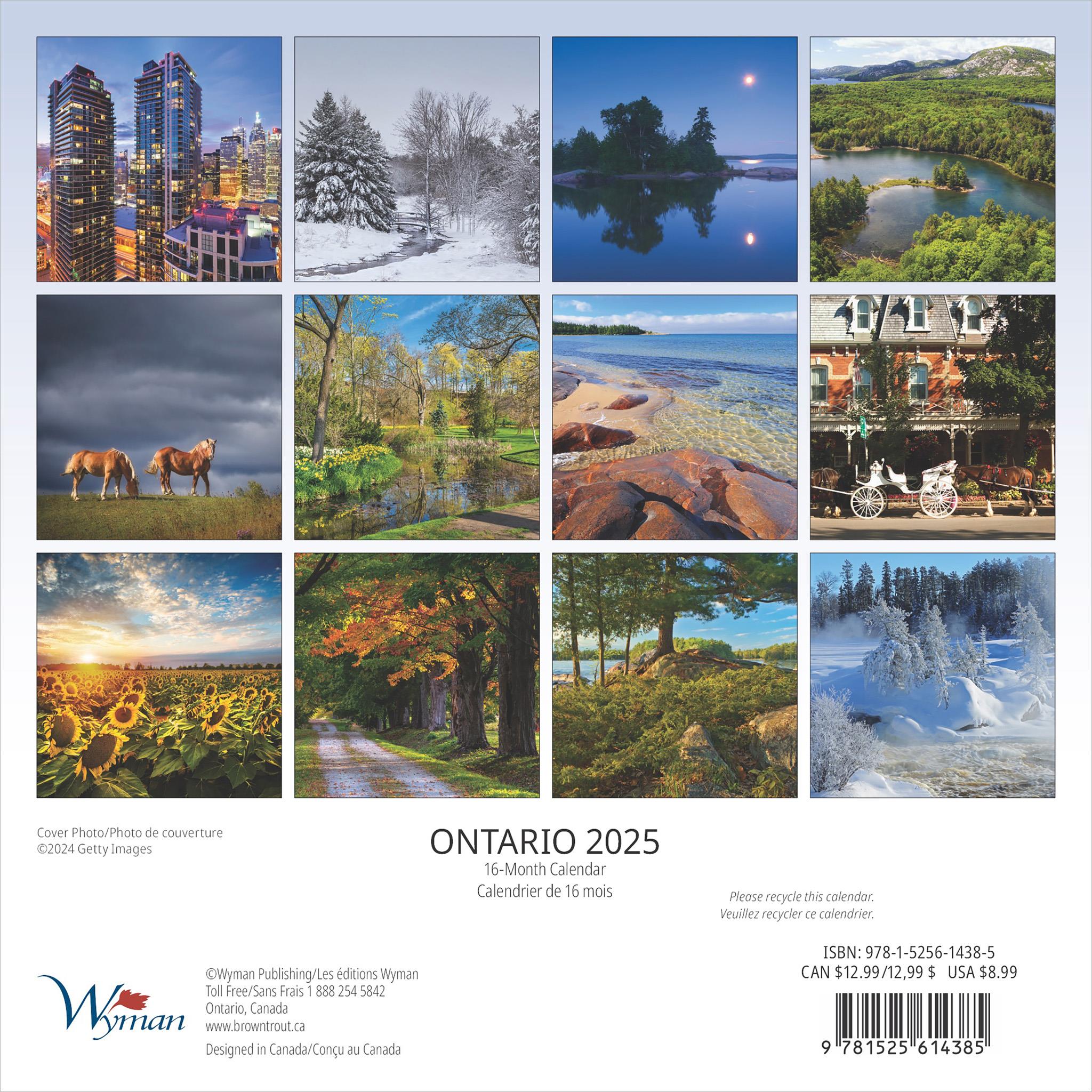 Ontario Bilingual Mini 2025 Calendar
