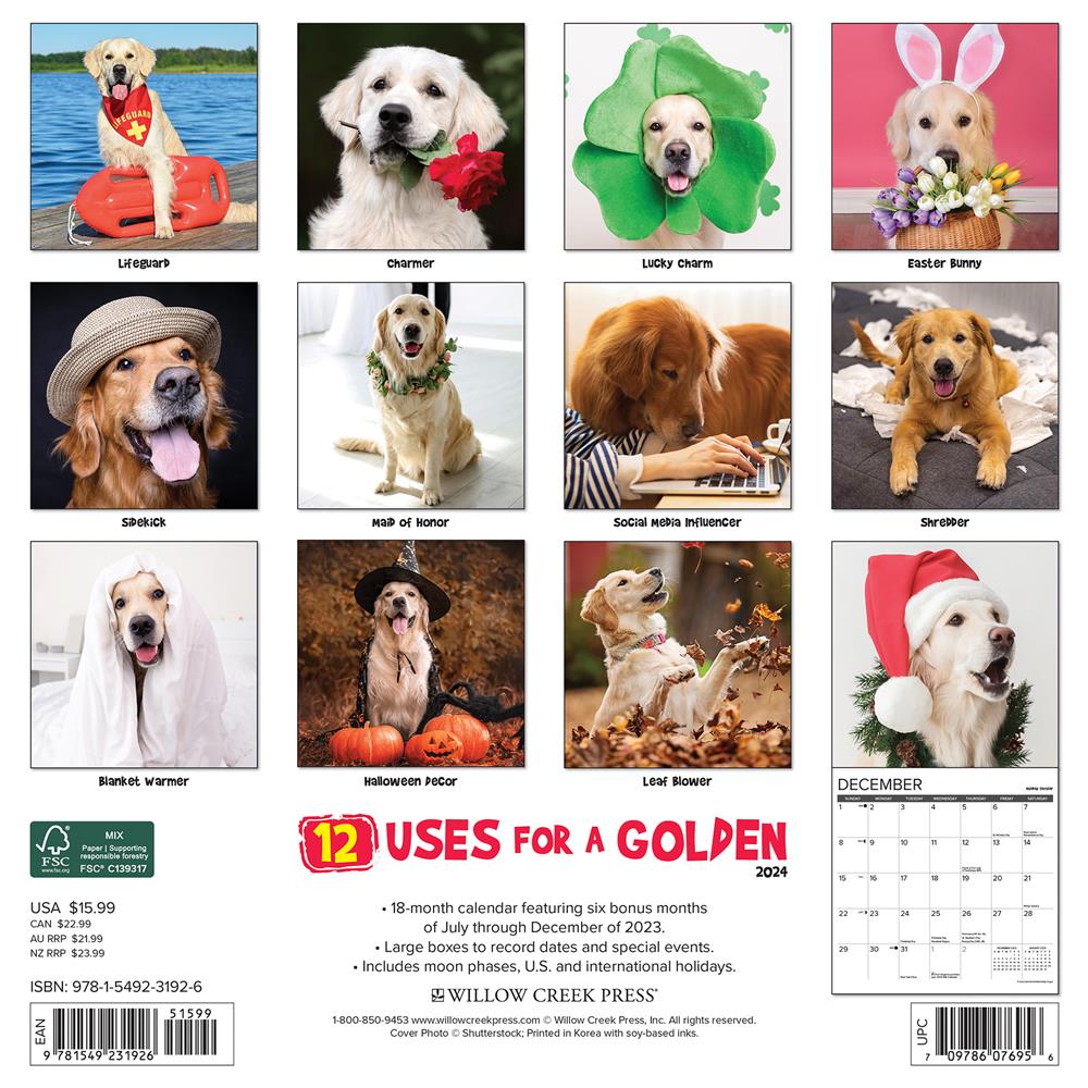 12 Uses for Goldens 2024 Wall Calendar - Online Exclusive