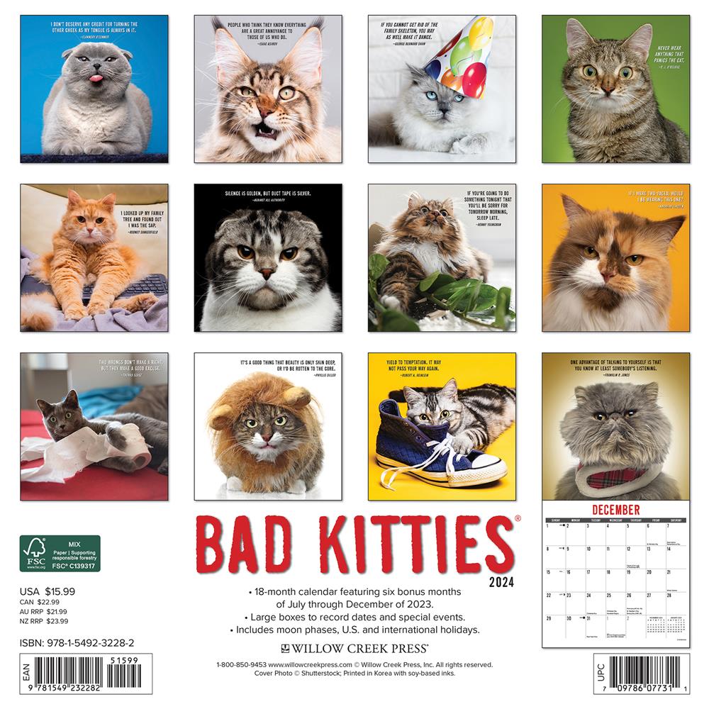Bad Kitties 2024 Wall Calendar
