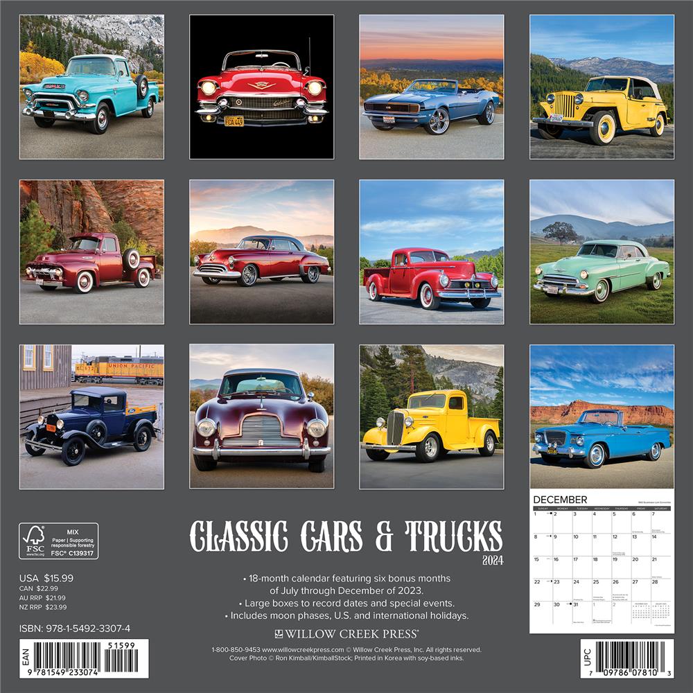 Classic Cars and Trucks 2024 Wall Calendar - Online Exclusive