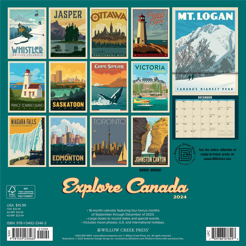 Explore Canada Travel Posters 2024 Wall Calendar