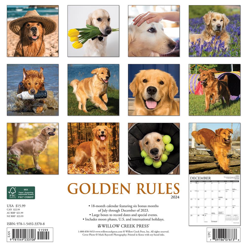Golden Rules 2024 Wall Calendar