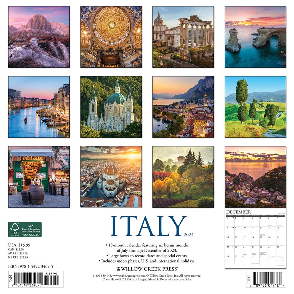 Italy 2024 Wall Calendar - Online Exclusive