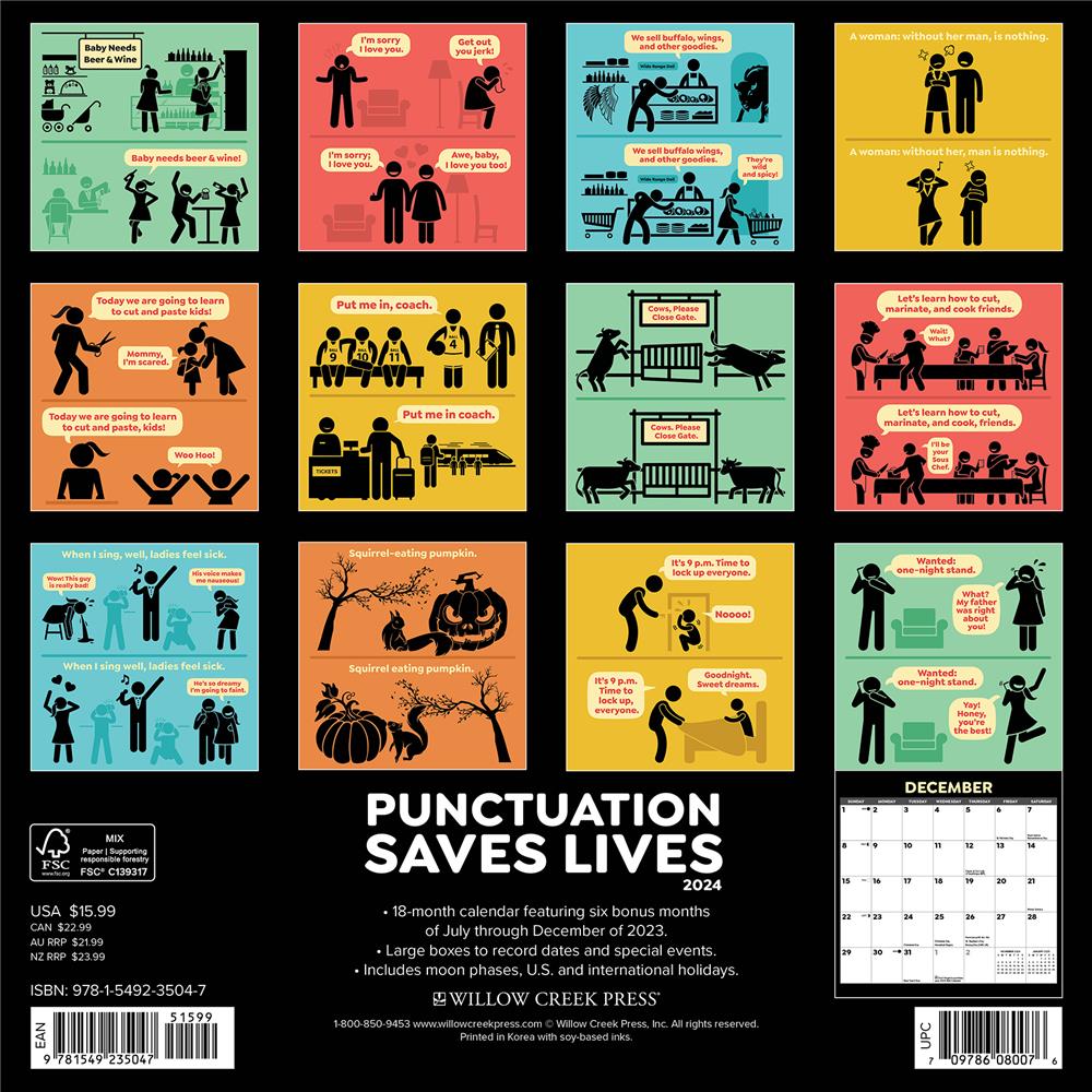 Punctuation Saves Lives 2024 Wall Calendar - Online Exclusive