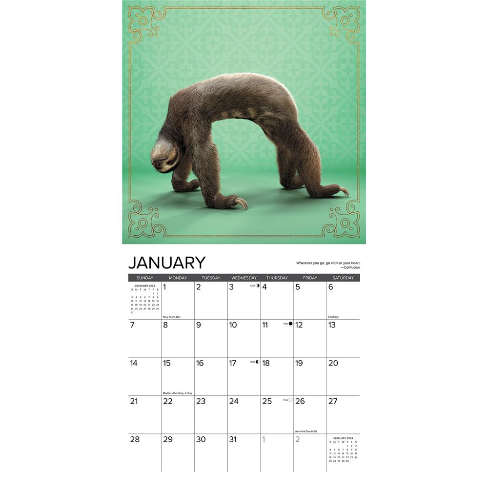 Sloth Yoga 2024 Wall Calendar