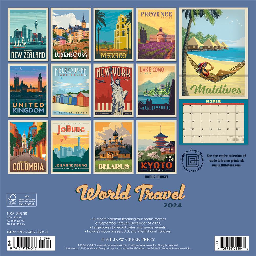 World Travel Classic Posters 2024 Wall Calendar