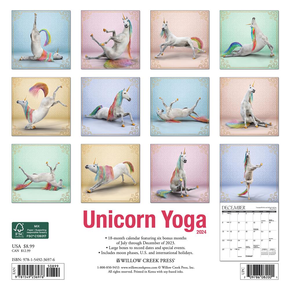 Unicorn Yoga 2024 Mini Calendar product imag