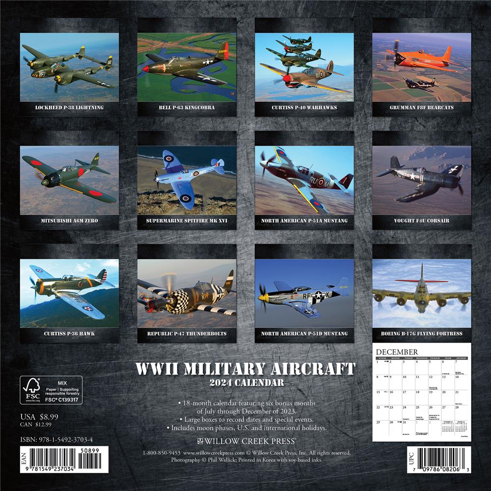 WWII Military Aircraft 2024 Mini Calendar product image