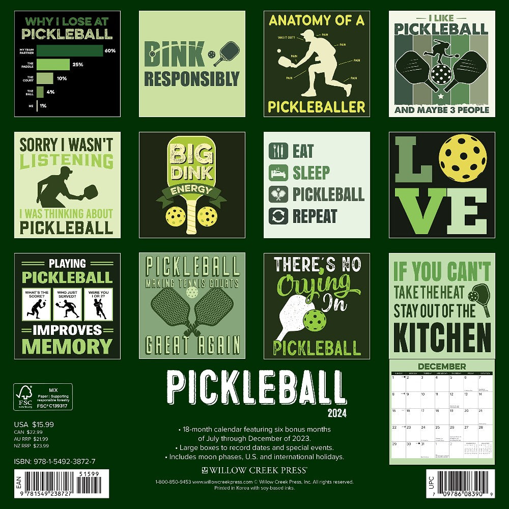 Pickleball 2024 Wall Calendar product image