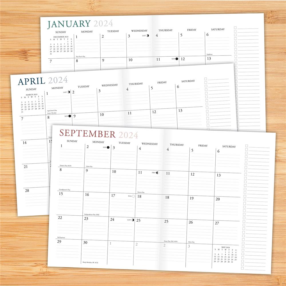 Black 2024 Monthly Planner Engagement Calendar