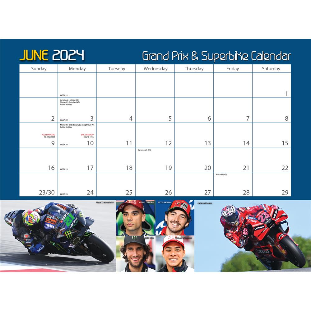 Motocourse Grand Prix and Superbike 2024 Wall Calendar