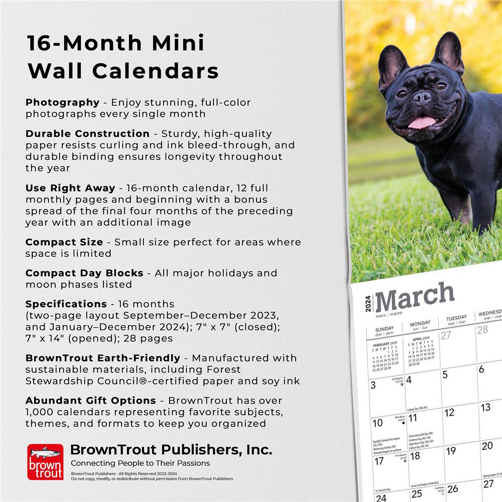 French Bulldogs 2024 Mini Calendar - Online Exclusive