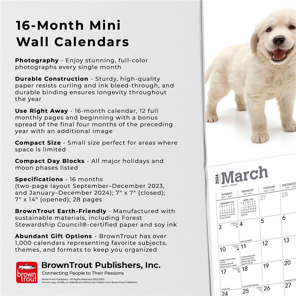 Golden Retriever Puppies 2024 Mini Calendar